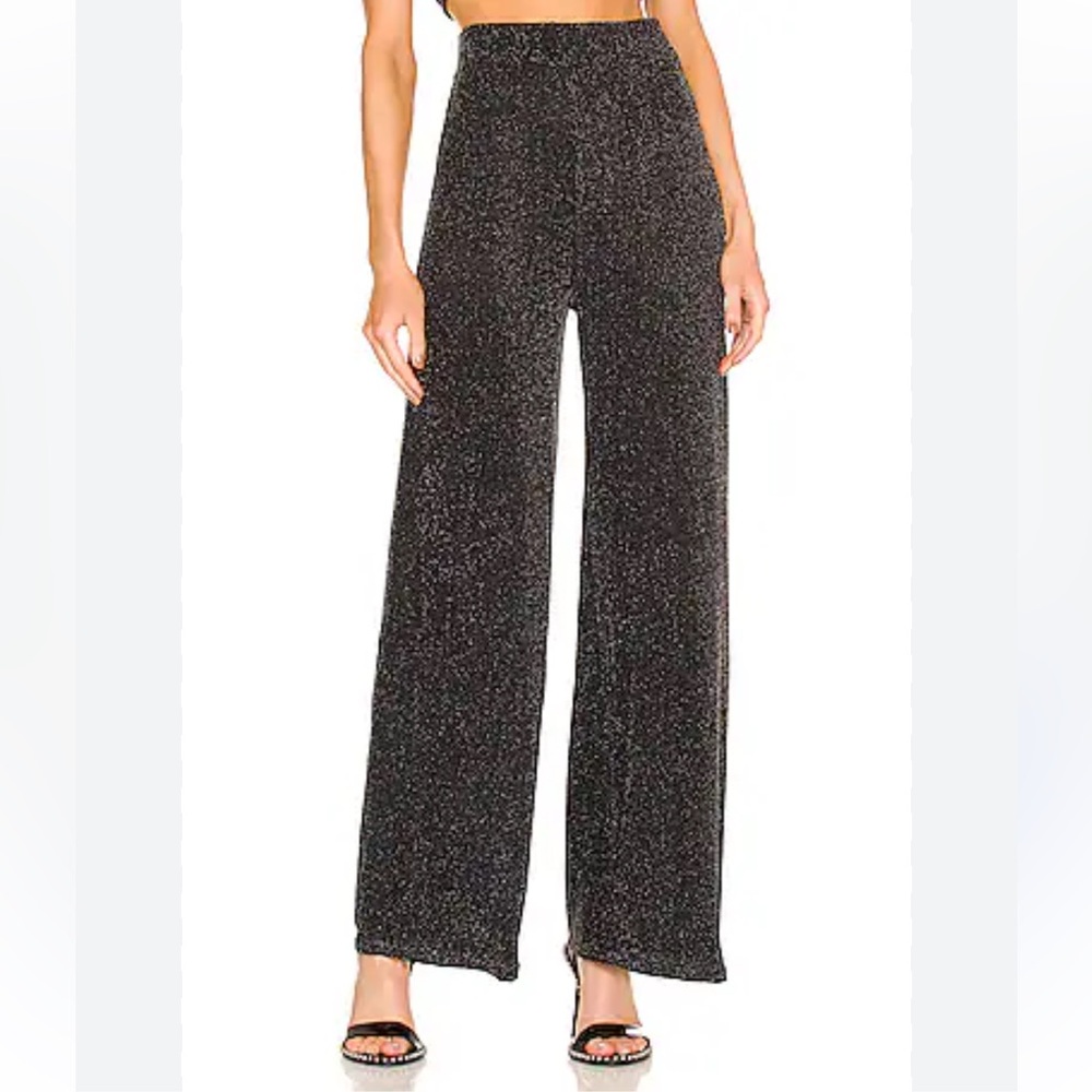 ALIX NYC Women's Eames Pant‎ Black Sliver Glitter Wide-Leg Trousers Size XS